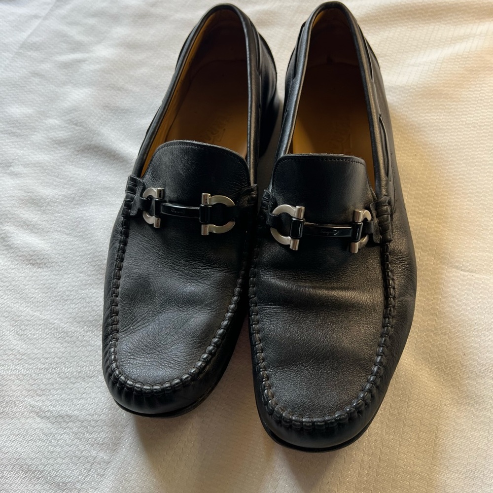 Salvatore Ferragamo Black Leather Slip-On Loafers - Picture 2 of 15